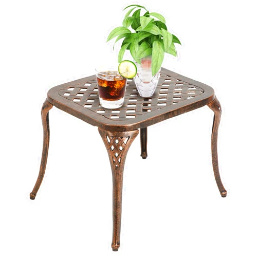 Villeston Outdoor Side Table - Patio End Tables Outside Cast Aluminum Anti-Rust Square for Balcony Pool Porch Garden, Antique Bronze