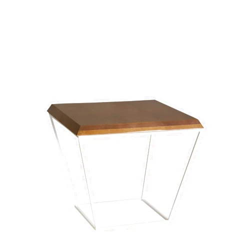 REZ Furniture Betzy end Table, Minimalist Style, Pine Wood, Diamond, Shaped, White Metal Base, Spaces: Houses, Rooms, Receptions, Boutique Hotels, Bedrooms, Apartments. 23.5 D x 23.5 W x 21 H inch