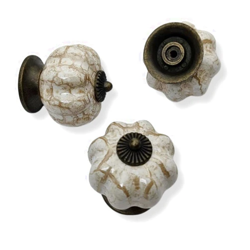 DIY Decor Hub DIY Décor Hub - Pumpkin Cabinets Knobs, Antique Brass Brown and Ceramic Knobs, 20-Pcs Ceramic Cabinet Knobs Set, with Solid Brass Bore, for Cabinets, Drawers, & More, Brass-Brown, 1.5 inches