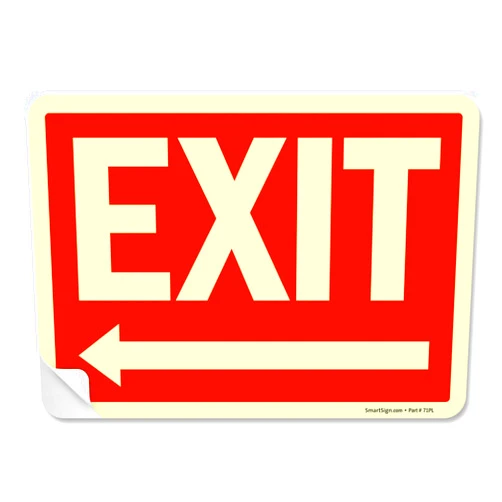 SmartSign Exit Sign Label with Left Arrow | 7