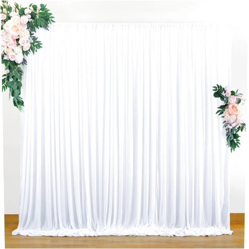 Outpain 10 ft x 8 ft Wrinkle Free White Backdrop Curtain for Wedding Parties, Polyester Photography Backdrop Drapes for Birthday Parties Stage Backdrop Stand, White Background Curtains 5x8FT 2 Panels