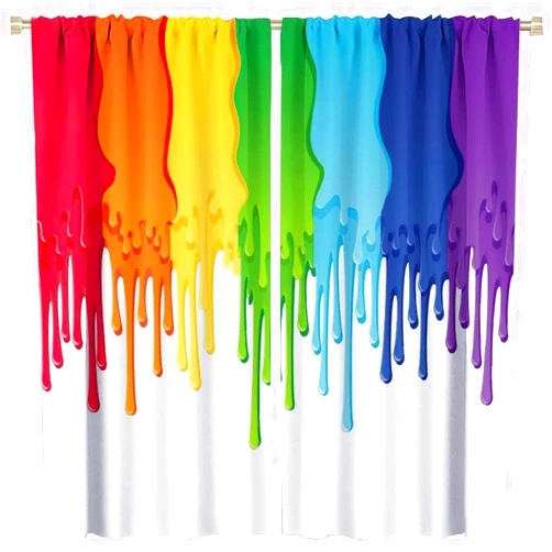 GoDazzling Abstract Rainbow Blackout Window Curtains, Rainbow Colored Paint with Leaking Splattered Drops Creative Graphic Design Rod Pocket Curtains, for Living Room Bedroom 42x45in 2 Panels