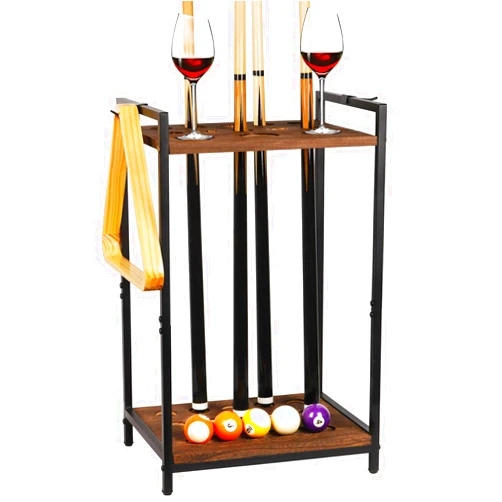 Jolensoy Pool Stick Holder Pool Cue Holder Rack Cue Stick Holder 10 Cues Billiard Cue Racks for Billiard Room Club Pool Table Accessaries (Torched Black 10-Hole)