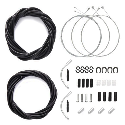 Gionfe Universal Bike Brake Cable and Shift Derailleur Cable Bike Cable Housing Kit, Standard Bicycle Transmission Line with Bike Cable End Caps O-Rings, for Front and Rear Mountain MTB Road Bike Repair