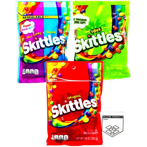 Ballard Products Skittles Hard Candy Variety Pack of 3 Bags - Original, Sour and Mash Ups - Candy For Parties, Birthdays, or Snacking - Skittles Party Size - Bundle With Ballard Products Pocket Bag