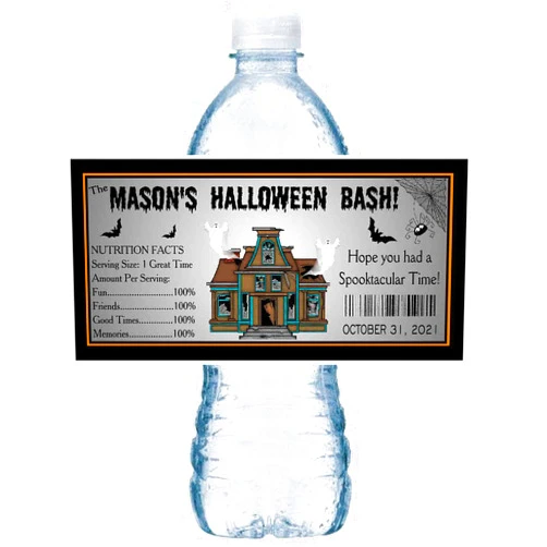 Party Print Express 20 HALLOWEEN PARTY FAVORS WATER BOTTLE LABELS PERSONALIZED 2 x 4 INCHES