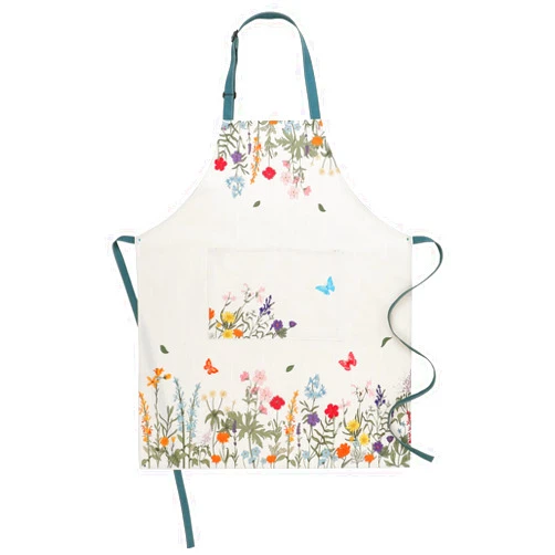 XLSXEXCL Floral Aprons for Women with Pockets, Elegant and charming wildflowers and butterflies Design, 100% Slub Cotton Material Kitchen Cooking Apron Chef Apron Adjustable for Women Men
