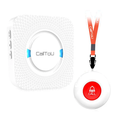 CallToU Caregiver Pager Wireless Call Button Nurse Alert System 500+ Feet for Home/Elderly/Patient/Disabled 1 Plugin Receiver 1 Waterproof Transmitter