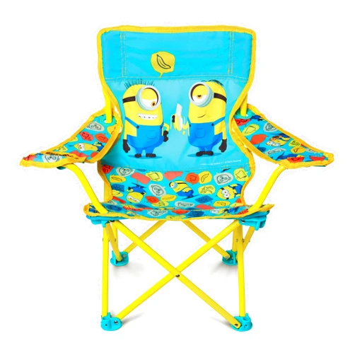 JAKKS Pacific Minions 2 Foldable Camp Chair Fold N Go Chair Sturdy Metal Construction (Easy to Open, Handy Cup Holder, Cleanable Materials, Carrying Bag) for Kids Ages 3+