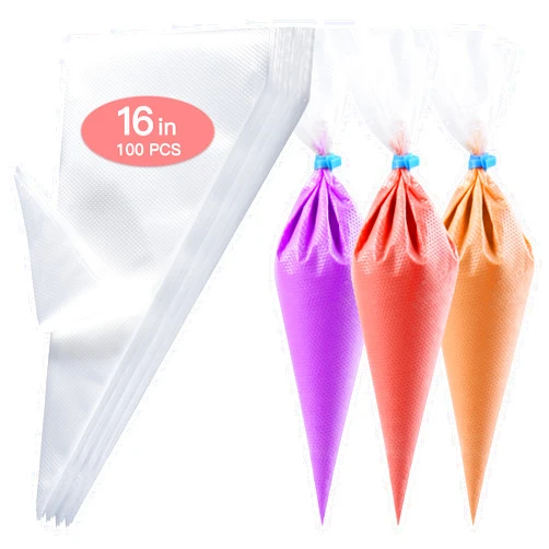 firstake Piping Bags 16 Inch - 100pcs Disposable Piping Bags, Large Pastry Bags, Thickened Frosting Bags, Cake Decorating Bags, Large Piping Bags, Icing Bags for Cake Decorating