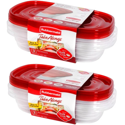 Rubbermaid Take Alongs 4-cup Rectangle Containers, 2-Pack of 3