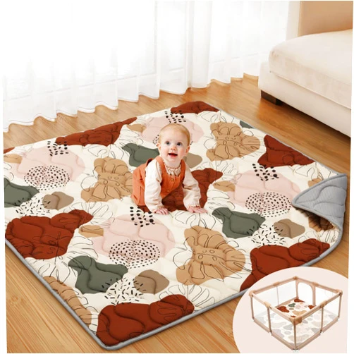Blissful Diary Baby Play Mats for Floor, 50x50 Play Mat for Playpen, Thicken Soft Padding Foam Playmats for Babies and Toddlers Infants, Foldable and Machine Washable Baby Crawling Mat, Boho Design