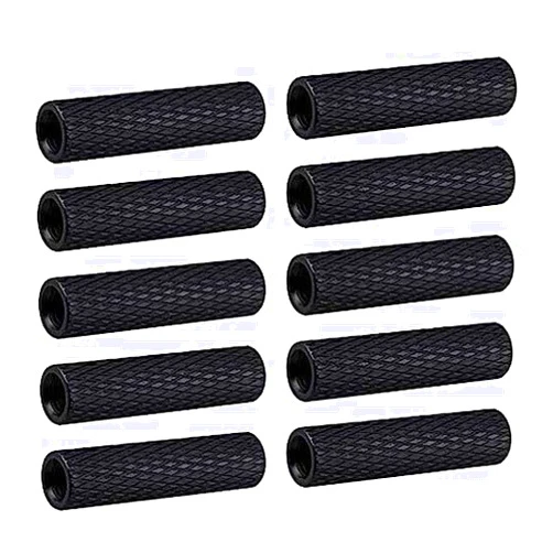 Rcsupplier 100pcs M2X25 OD=4mm Knurled Standoffs Aluminum Rods Connecting Column Spacer for RC Drone Quadcopter (M2X25 OD=4mm,Black,100)