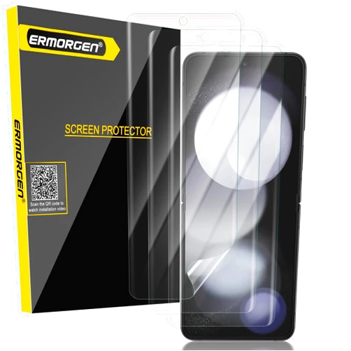 Ermorgen (3 Packs) Screen Protector Compatible for Samsung Galaxy Z Flip 5 5G (Inner Screen) High Definition Edge to Edge Full Coverage Non-Bubbles Anti-Scratch
