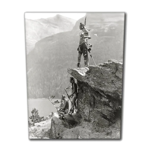 LJIAJIE WALL ART Indian Wall Art Native American Canvas Prints Blackfoot Glacier National Park Photo By Roland Reed Black and White Painting Vintage Poster Pictures for Living Room Home Decor (12x14 inch No Frame)