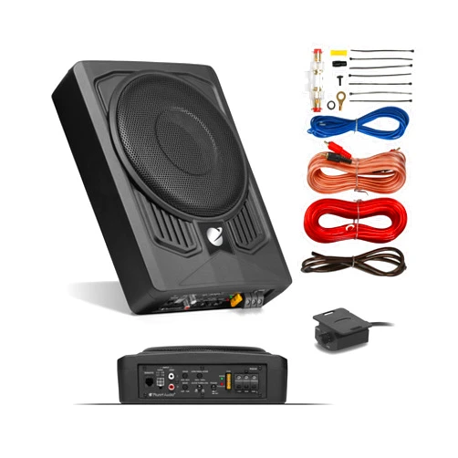Planet Audio P8AWK Low Profile 8 Inch Under Seat Powered Car Subwoofer - 800 High Output, Built-in Amplifier, for Truck, Boxes and Enclosures, Remote Subwoofer Control
