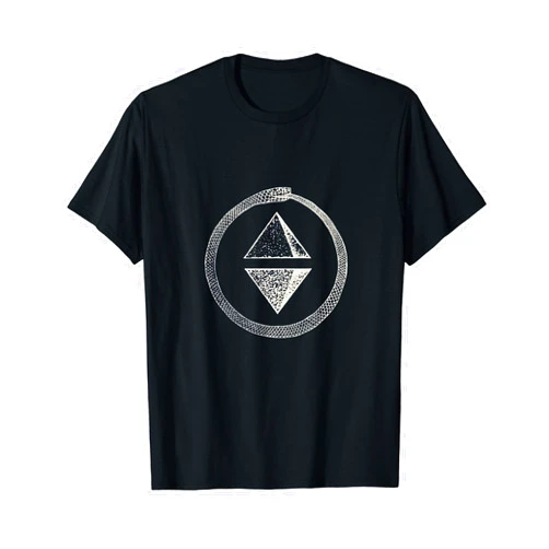 Mystical Geometric Art Collection Ouroboros Geometric Symbol Design T-Shirt