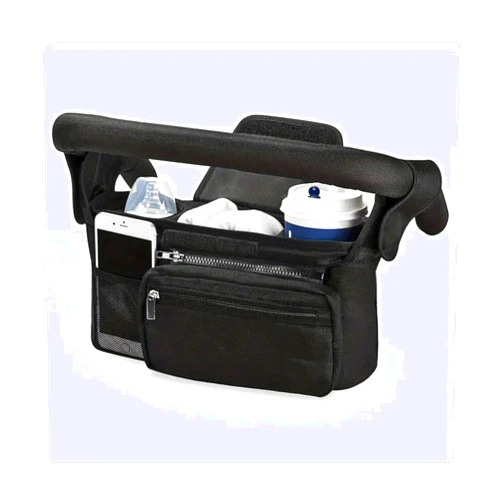 Generic GajetNest Universal Stroller Organizer with Insulated Cup Holder Detachable Phone Bag and Carry Strap Fits Uppababy, Baby Jogger, Britax, BOB, Umbrella and Pet Stroller and more (Black)