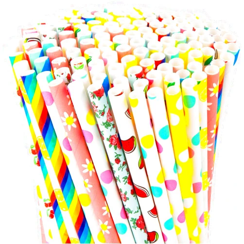 HAKACC 180PCS Paper Straws for Drinking, 9 Different Patterns Party Straws Disposable Drinking Straws for Birthday Wedding Holiday DIY Decorations