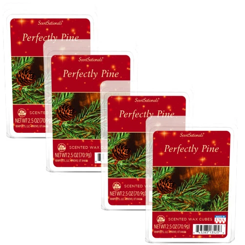 Scentsationals Scented Wax Fragrance Melts - Holiday Collection - Wax Cubes Pack, Home Warmer Tart, Electric Wickless Candle Bar Air Freshener - 2.5 oz (4-Pack) (Perfectly Pine)
