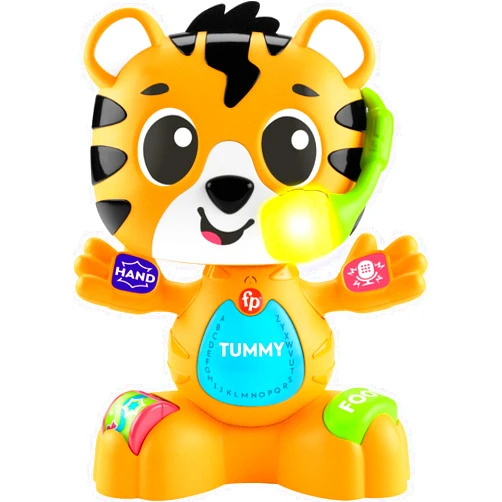 Fisher-Price Baby Learning Toy Link Squad Bop & Groove Tiger with Music & Lights for Ages 9+ Months, Compatible Only with Link Squad Items