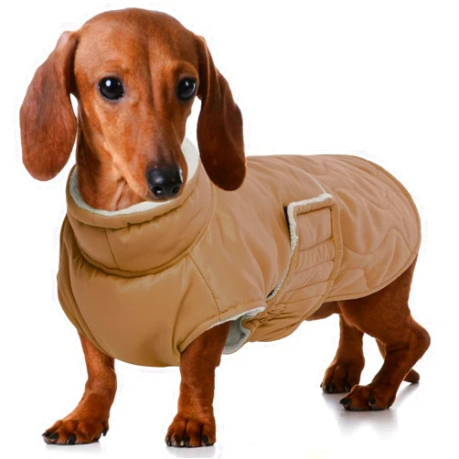 FUAMEY Winter Dog Jacket for Extra Small Dogs,Dog Cold Weather Coats,Warm Dog Jacket Water-Resistant Dog Outfit,Thick Dog Snowsuit for Yorkshire Chihuahua,Pet Winter Clothing Khaki XS