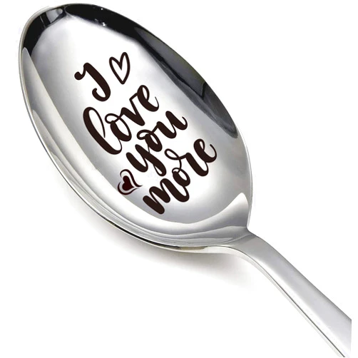 Myakako Funny Spoons Stainless Steel Spoon Gifts for Coffee Tea Lovers Dad Birthday Gift Fathers Day Engraved Gift - I Love You Coffee Accessories Gifts Unique Spoons