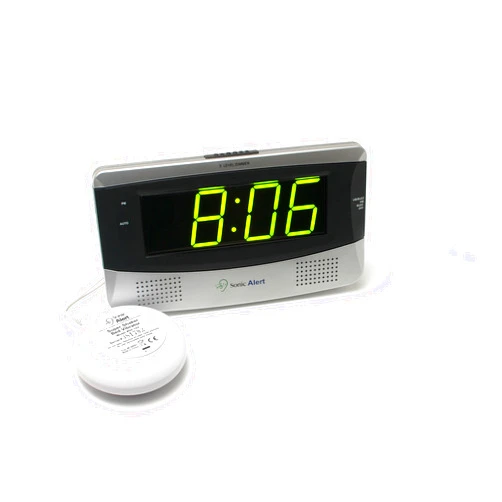 Sonic Alert Large Digital Clock, Loud Alarm Clock for Heavy Sleepers with Snooze, Full Range Brightness Dimmer, Outlet Powered Digital Clocks for Bedroom, Desk, Bedside, Shelf (gray) Silver