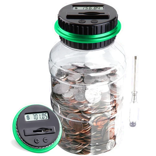 Vcertcpl Large Piggy Bank for Adults Kids, Vcertcpl Digital Coin Counting Bank with 1.8L Capacity, Great Coin Bank Money Jar for Adults Kids with Saving Goals, Bank for All US Coins (Green)