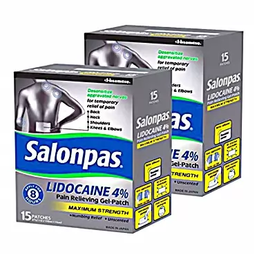 Salonpas LIDOCAINE (2 Packs of 15 Patches) Pain Relieving Maximum Strength Gel Patch! (2)