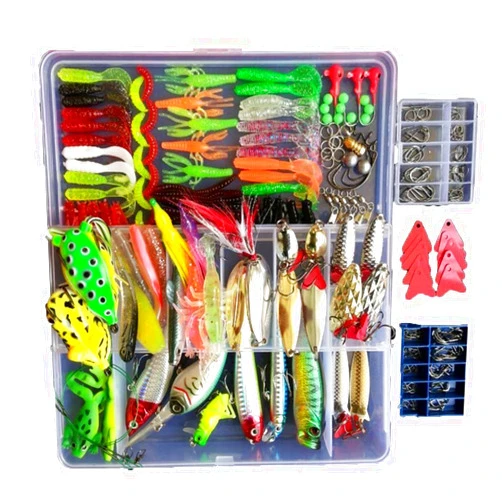 PWWDADA 275pcs Fishing Lure Set Including Frog Lures Soft Fishing Lure Hard Metal Lure VIB Rattle Crank Popper Minnow Pencil Metal Jig Hook for Trout Bass Salmon with 1 Tackle Box