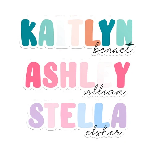 PKAOLER Custom Name Sticker Personalized First and Last Name Aesthetic Waterproof Vinyl Decal for Water Bottles, Tumblers, Laptops, Hard Hat, Kindle - Perfect for Kids, Girl, Boy, Students, Teacher Gifts