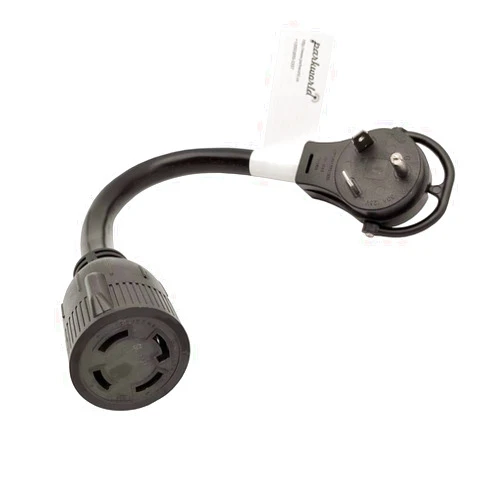 Parkworld 885446 NEMA TT-30P to L14-30R 30 Amp Generator Adapter Cord, Transfer Switch Adapter, RV 30A TT-30 Male Plug with Handle to Generator 30A 4-Prong L14-30 Female Receptacle