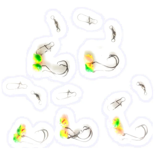 RignFish Custom Rigs 5 - Hi*Low - Pompano Rig, Surf Fishing Rig, Fishing Rigs, Double Drop Rig - Pompano, Snappers, Whiting, Drum, Spots, Etc Hand Tied w/ 30Lb Mono Line: Corkies Tiger Round Floats