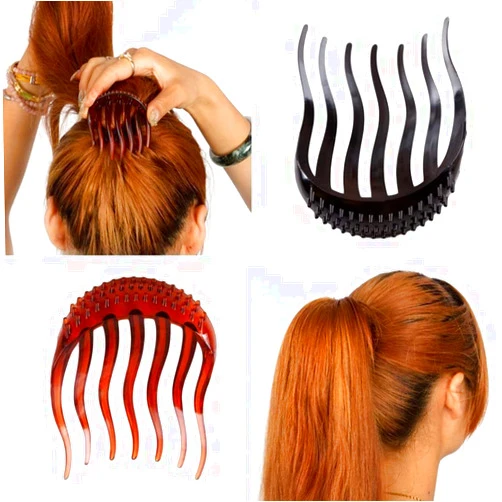 LOVEF 4 Pcs Useful Volume Inserts Hair Clip Bump its Bouffant Ponytail Hair Comb Bun Maker