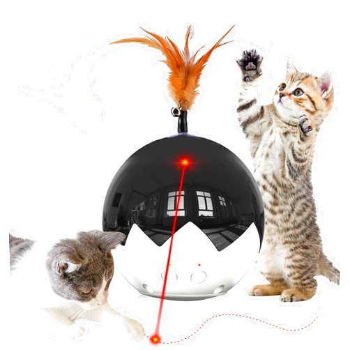 Ficuswin Cat Laser Toy Automatic, 3 in 1 Interactive Cat Feather Toy, Tumbler Ball Toy for Indoor Kitten, 3 Modes Laser with 360 Irregular Rotation, USB Rechargeable, Laser Safe