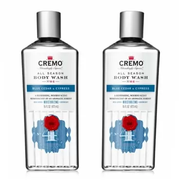 Cremo Rich-Lathering Blue Cedar & Cypress Body Wash, A Woodsy Scent with Notes of Lemon Peel, Cypress and Cedar, 16 Oz (2-Pack)