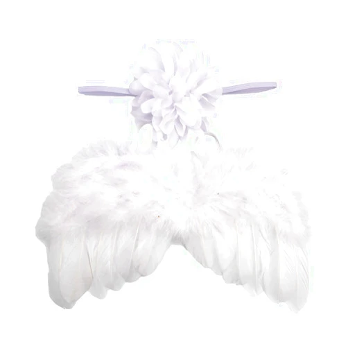 Nishine 2 PACK White Newborn Fuzzy Feather Angel Wings + Headband Set for Baby Cosplay Girls Costume Photography