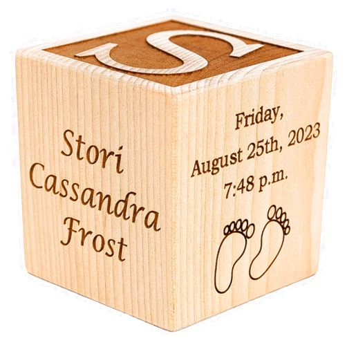 Palmetto Wood Shop Personalized Wood Baby Birth Block, Choose from 3 Sizes, New Baby Gifts, Baby Boy, Baby Girl, Newborn Gifts (3