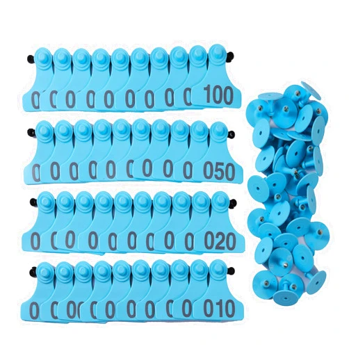 TOHONGADON 100PCS TPU Livestock Cattle Ear Tags 001-100 Number Animal Identification Ear Tags for Cattle, Cows, Pigs, Sheep, Goats(Blue)
