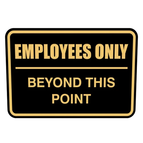 All Quality Classic Framed Employees Only Beyond This Point Wall or Door Sign | Easy to Install Business Signage - Small (Black-Gold) 1 Pack