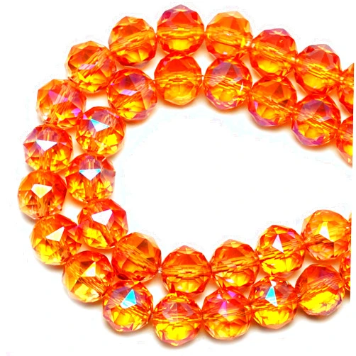 DIQIO 12mm Sparkle Crystal Beads for Jewelry Making - Faceted Round Loose Beads for Bracelets(47-50pcs, Gold Magenta)