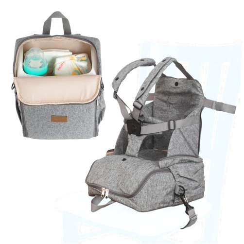 Nuby Easy Go 2-in-1 Backpack Booster Seat with Adjustable 5-Point Safety Harness – Portable Travel High Chair with Storage Compartment, Holds Up to 55 lbs, 9+ Months