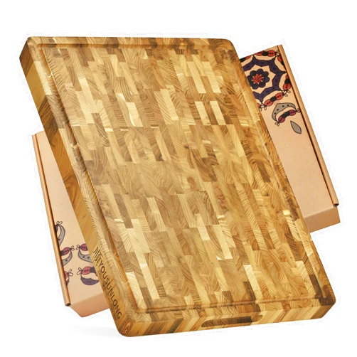 YOUSUNLONG Cutting Board - XXL Large End-Grain Teak Butcher Block - 24