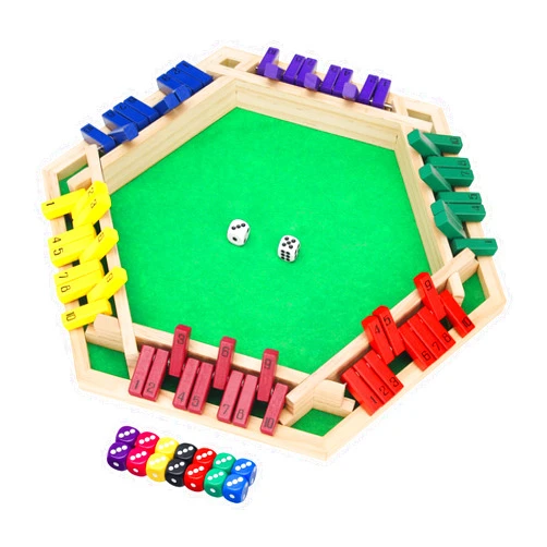 INNOVJOPRO 6-Sided Shut The Box Game Multicolor Wooden with 16 Dice