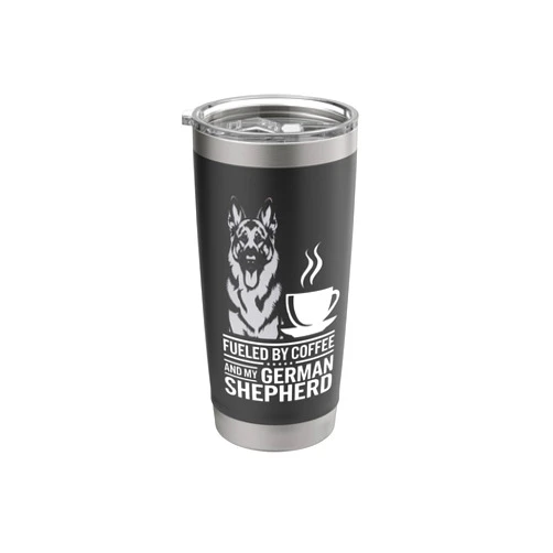 Dog Lover Dog Moms and Dads Perfect Morning Walk Fueled By Coffee And My German Shepherd Morning Coffee Lover Stainless Steel Insulated Tumbler