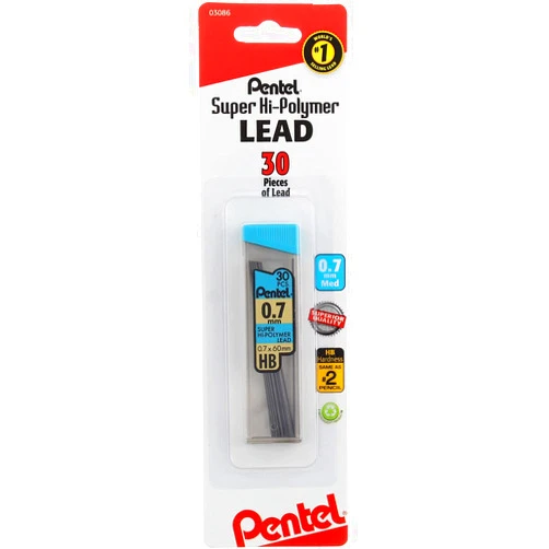 Pentel C27BPHB .7mm Super Hi Polymer Lead 30 Count