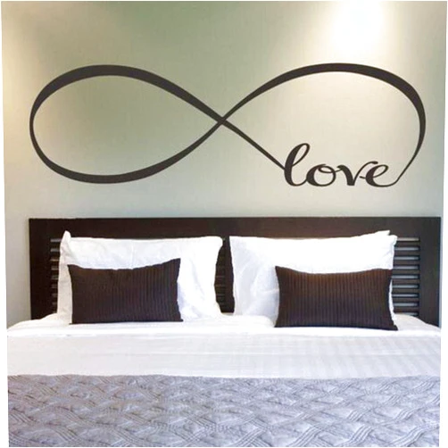 Picniva Wall Stickers Bedroom Decor Infinity Symbol Word Love Vinyl Art Decal (7'' X 22'', Black)