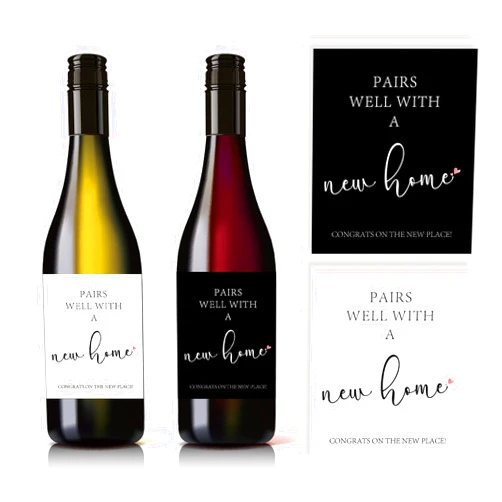MINUET MINUTE 4 Pcs New Home Wine Label, Pairs Well with A New Home Wine Bottle Stickers, House Warming Wine Labels, Housewarming New Place Party Decorations Supplies