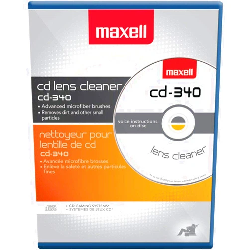 Maxell CD Laser Lens Cleaner Disc with Microfiber Brushes and Instructions from Maxell